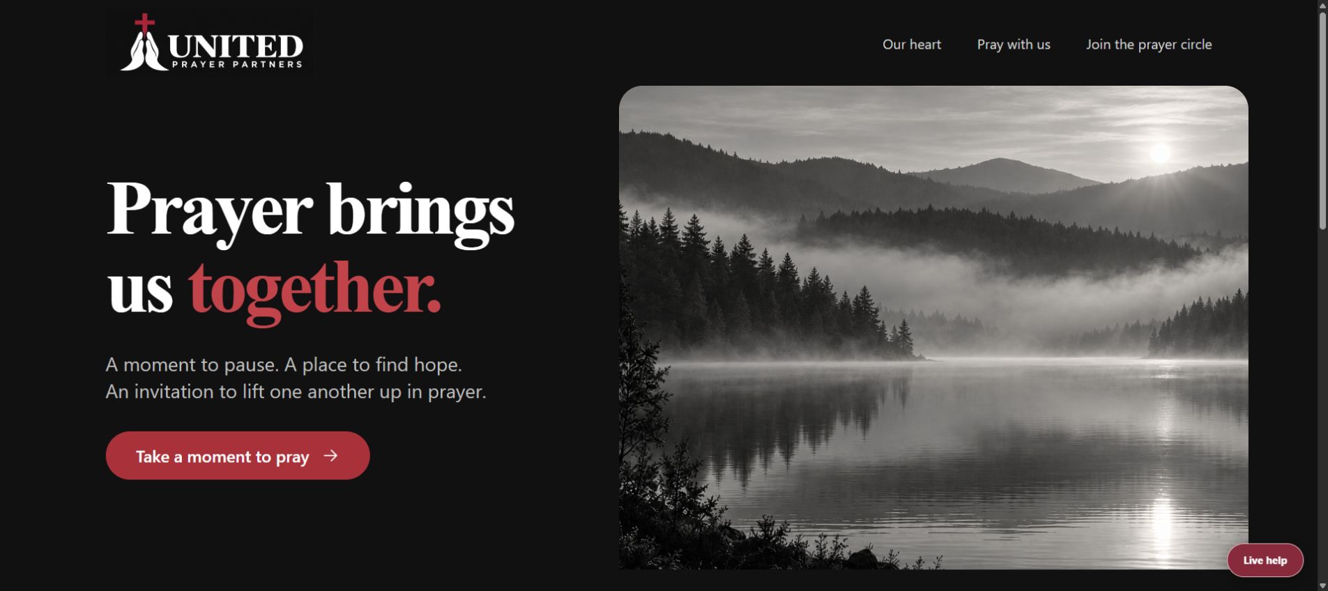 United Prayer Partners: Public homepage, October 2026